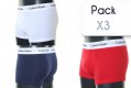 Boxer Pack *3 Blanc/bleu/rouge